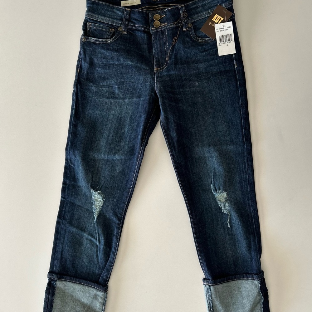 NWT - Kut from the Kloth Women’s Cameron Straight Leg Cropped Denim Jeans Size 0